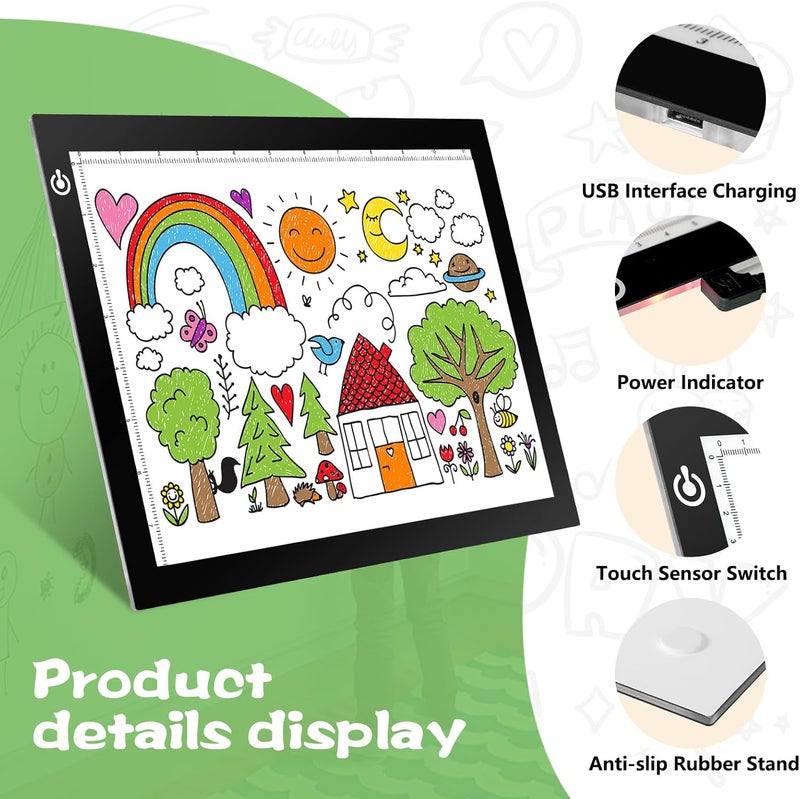 RTjoy A4 LED Light Tracing Box Pad, Adjustable 9x12 Inch USB Powered Artcraft Portable Light Copy Board for Tattoo Transferring Artists DIY Drawing Diamond Art Sketching - Image 2